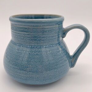 Oversized Blue Ceramic Mug with Wide Base and Handle 20oz
